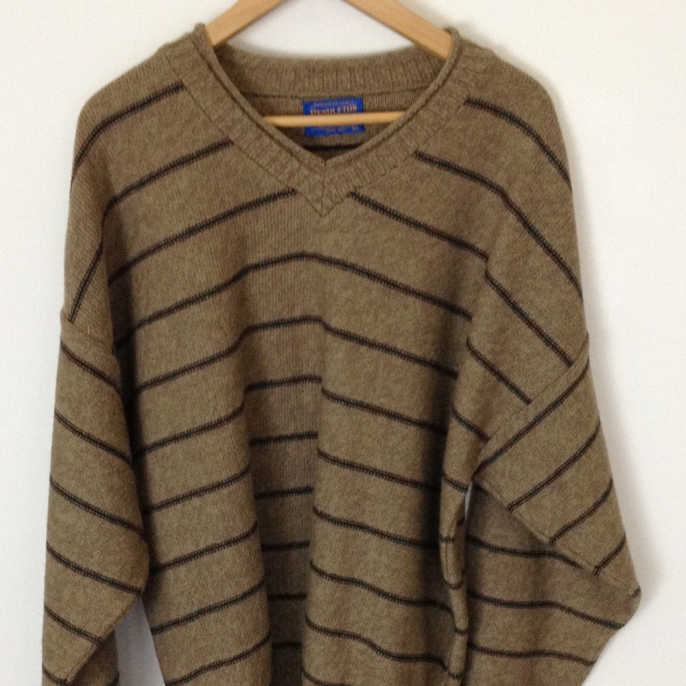 Pendleton Pure Virgin Wool XL Tan Stripes Sweater